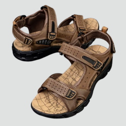 Orthopedic men's trekking sandals for summer with Velcro fastening