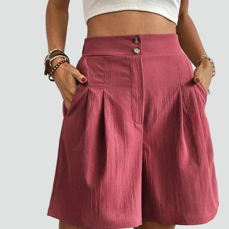 Elegant high-waisted bermuda shorts with wide legs