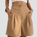 Elegant high-waisted bermuda shorts with wide legs
