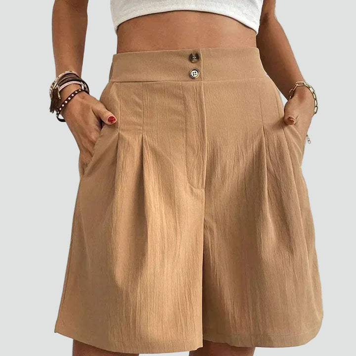 Elegant high-waisted bermuda shorts with wide legs