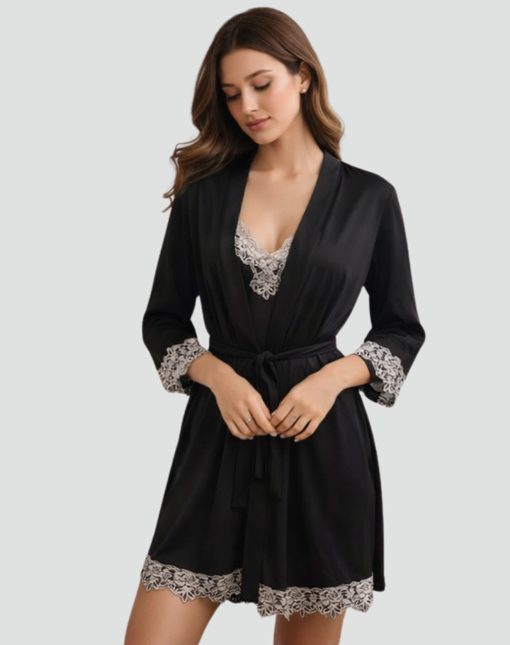 Ensemble de pyjama féminin en dentelle à cinq pièces