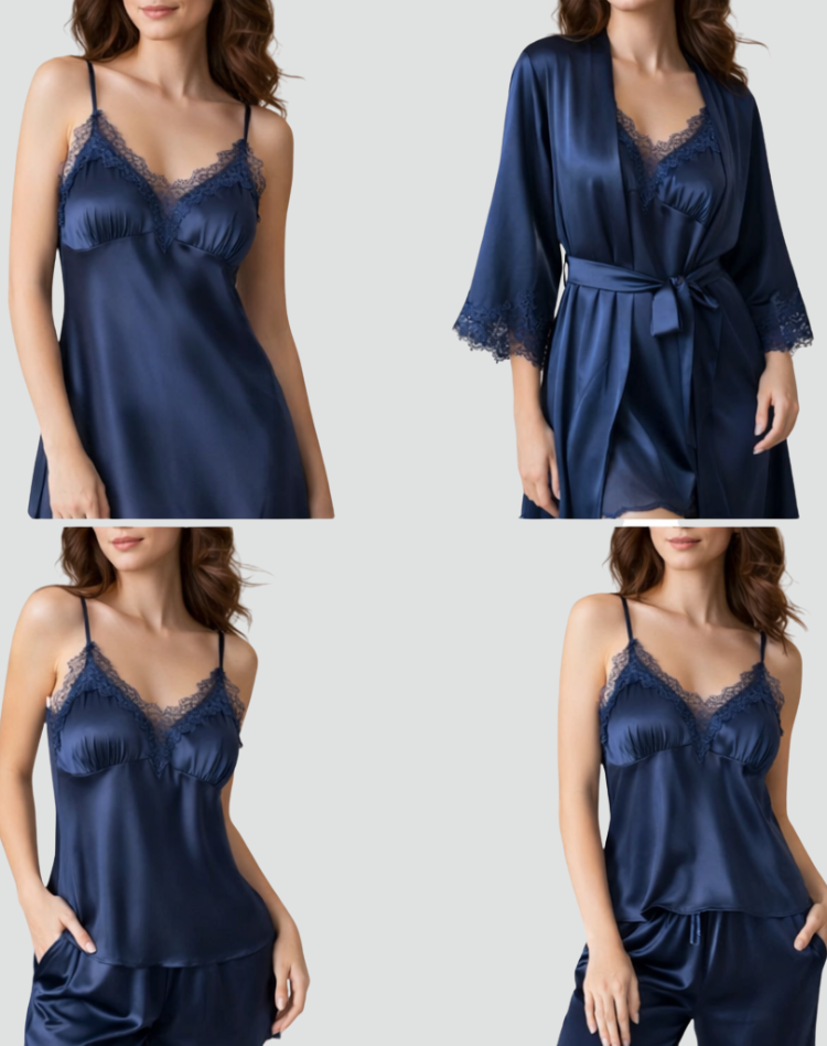 Ensemble de pyjama féminin en dentelle à cinq pièces