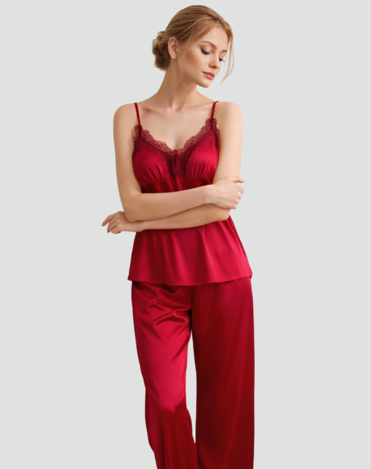 Ensemble de pyjama féminin en dentelle à cinq pièces