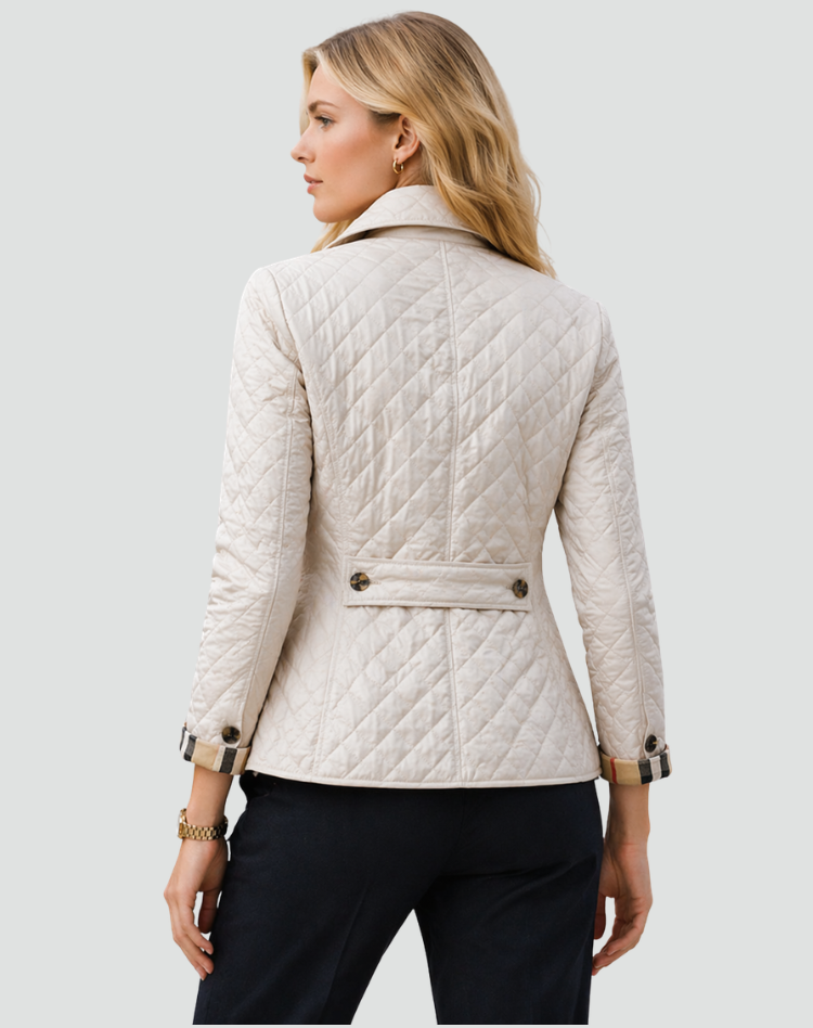 Veste matelassée femme de mi-saison élégante avec col à boutons