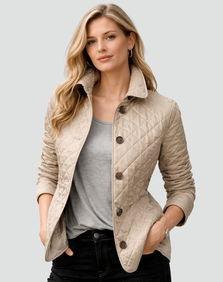 Veste matelassée femme de mi-saison élégante avec col à boutons