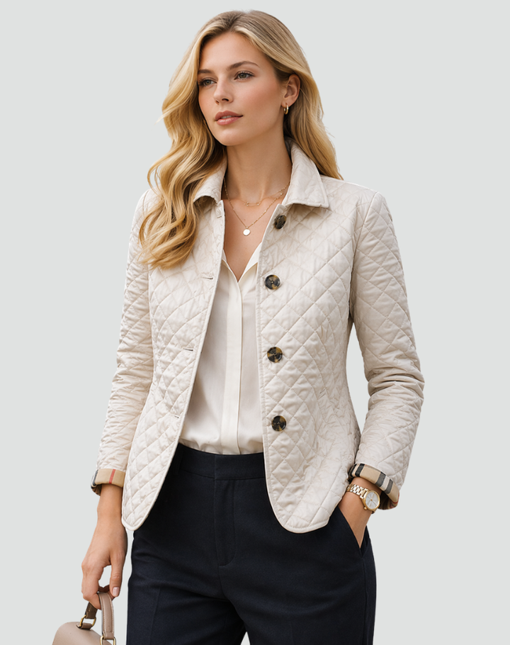 Veste matelassée femme de mi-saison élégante avec col à boutons