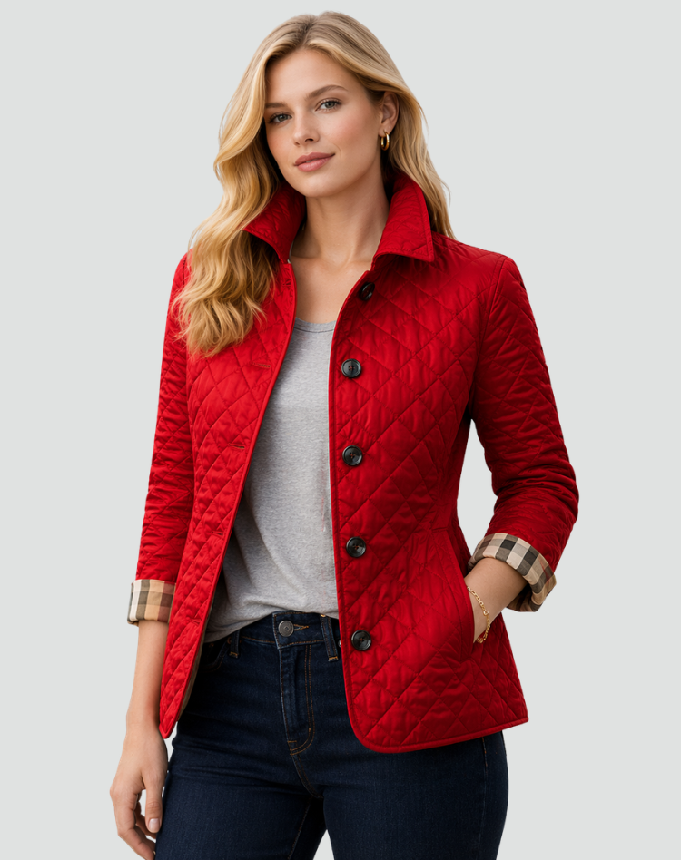 Veste matelassée femme de mi-saison élégante avec col à boutons