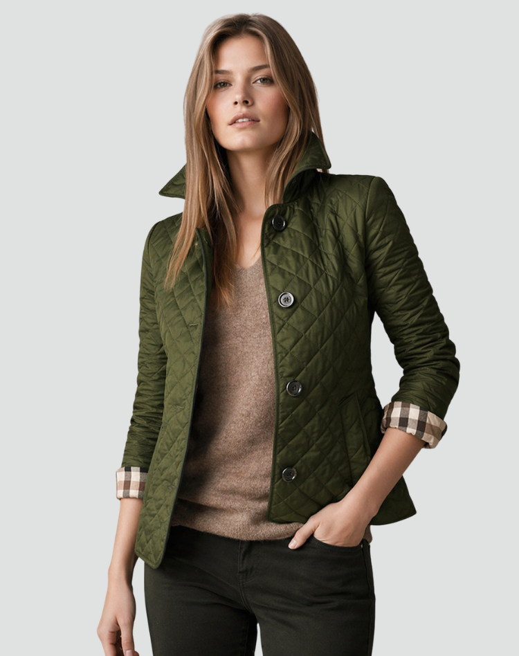 Veste matelassée femme de mi-saison élégante avec col à boutons