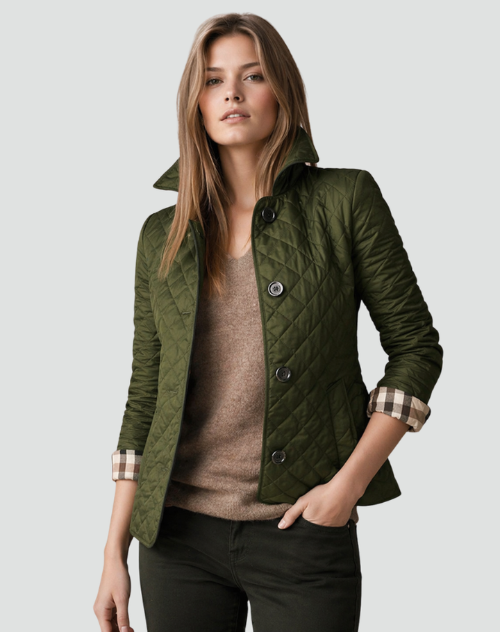 Veste matelassée femme de mi-saison élégante avec col à boutons