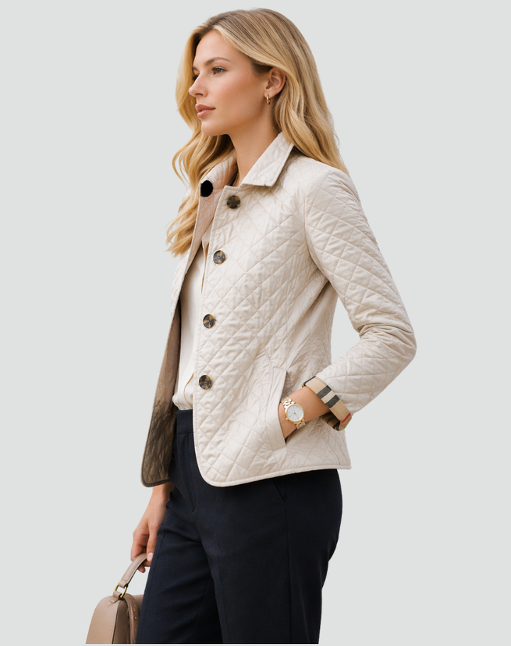 Veste matelassée femme de mi-saison élégante avec col à boutons