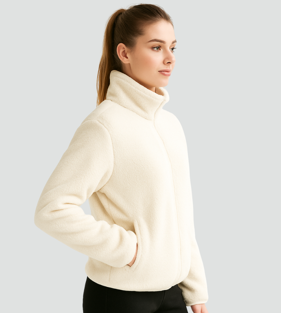 Pluszowa kurtka fleece damska zapinana na zamek