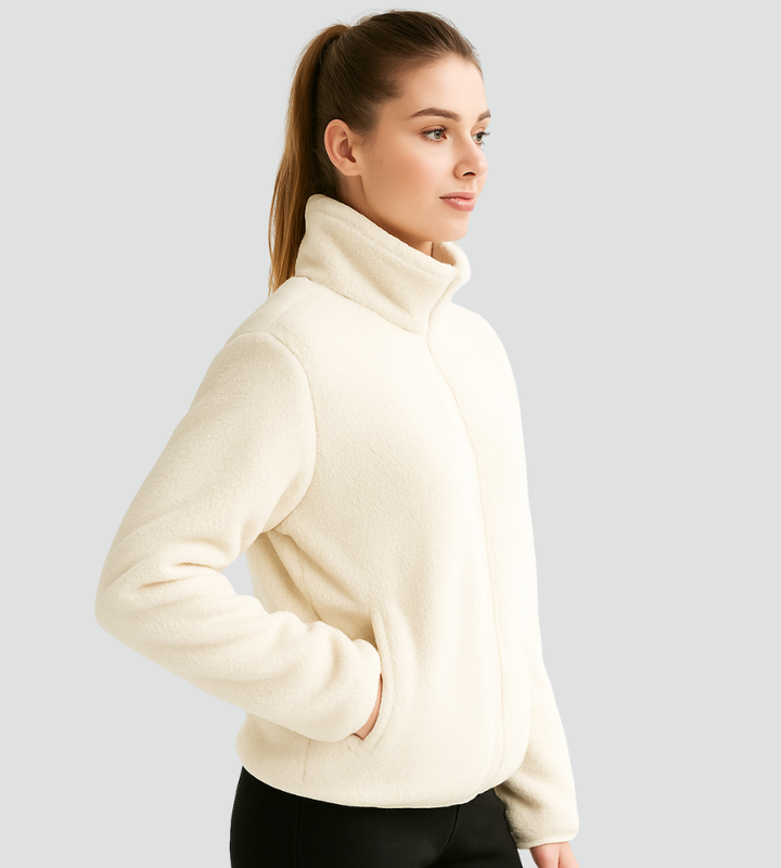 Pluszowa kurtka fleece damska zapinana na zamek