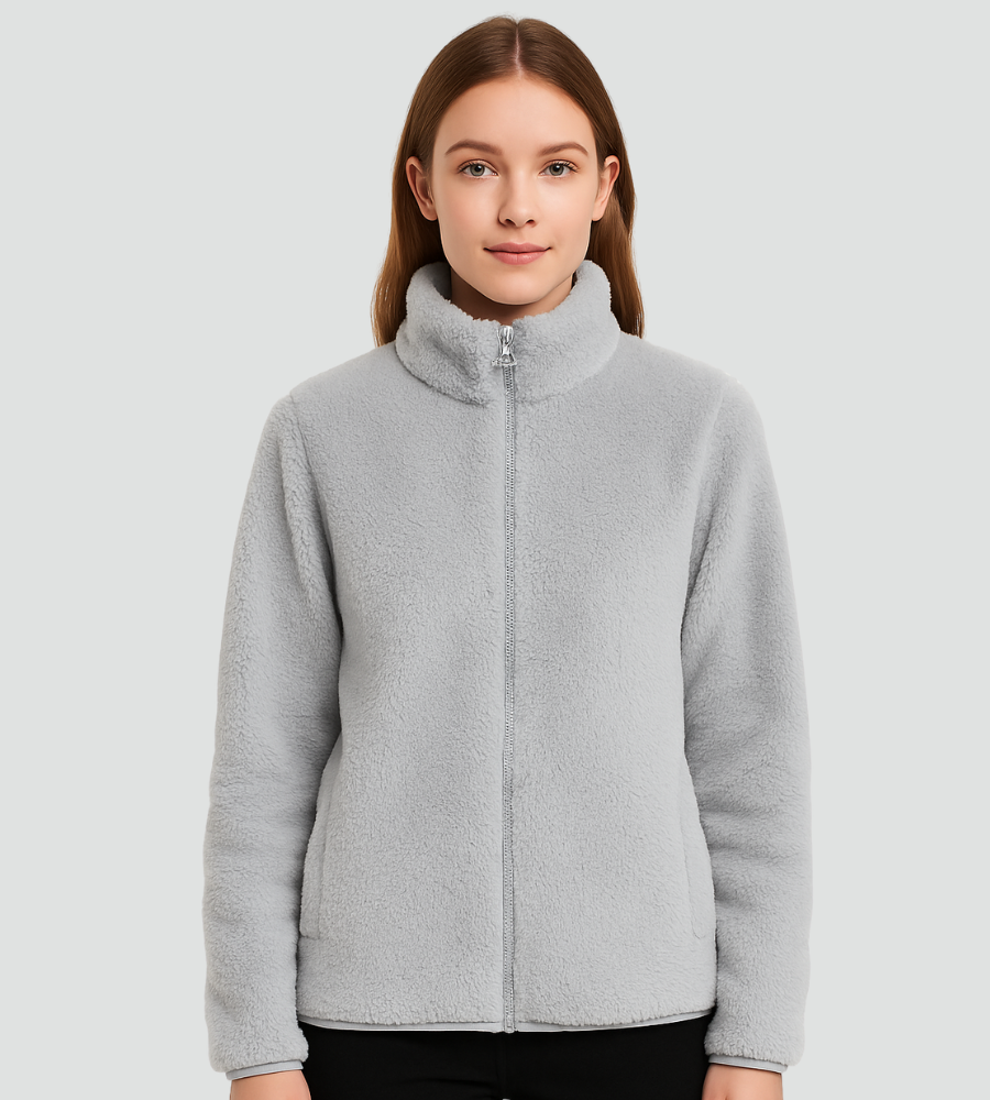 Pluszowa kurtka fleece damska zapinana na zamek