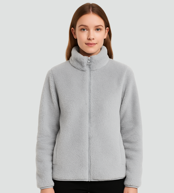 Pluszowa kurtka fleece damska zapinana na zamek