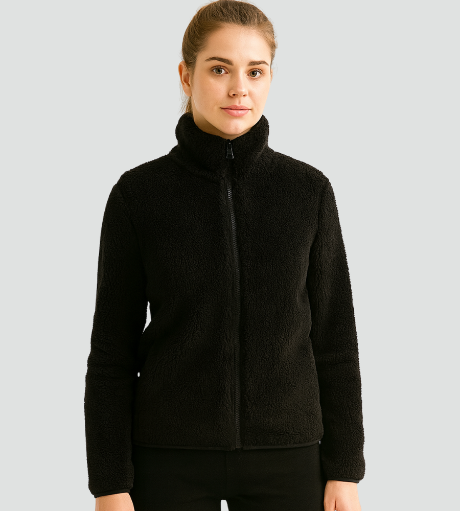 Pluszowa kurtka fleece damska zapinana na zamek