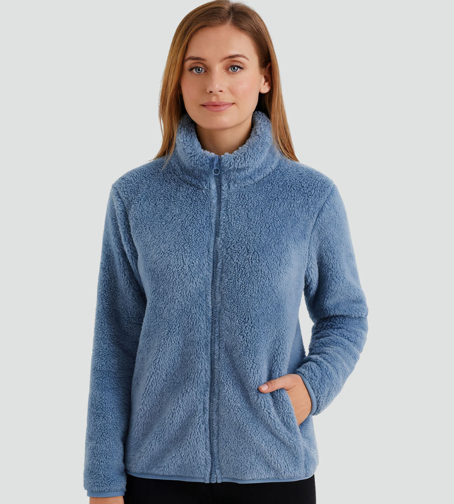 Pluszowa kurtka fleece damska zapinana na zamek