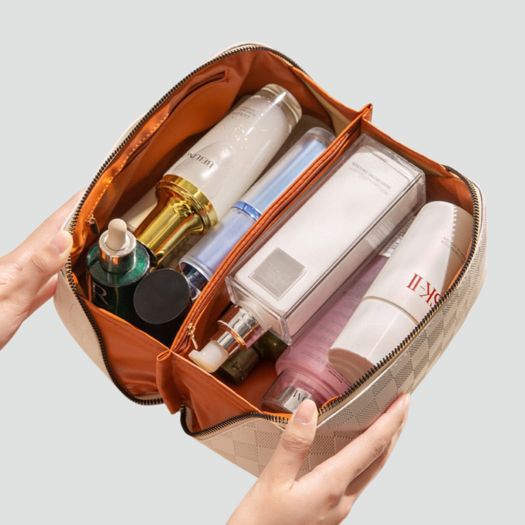 Grande trousse de toilette pour femme avec compartiments pour maquillage et voyage
