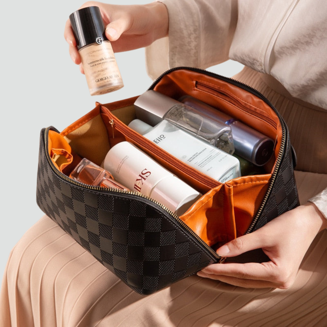 Grande trousse de toilette pour femme avec compartiments pour maquillage et voyage