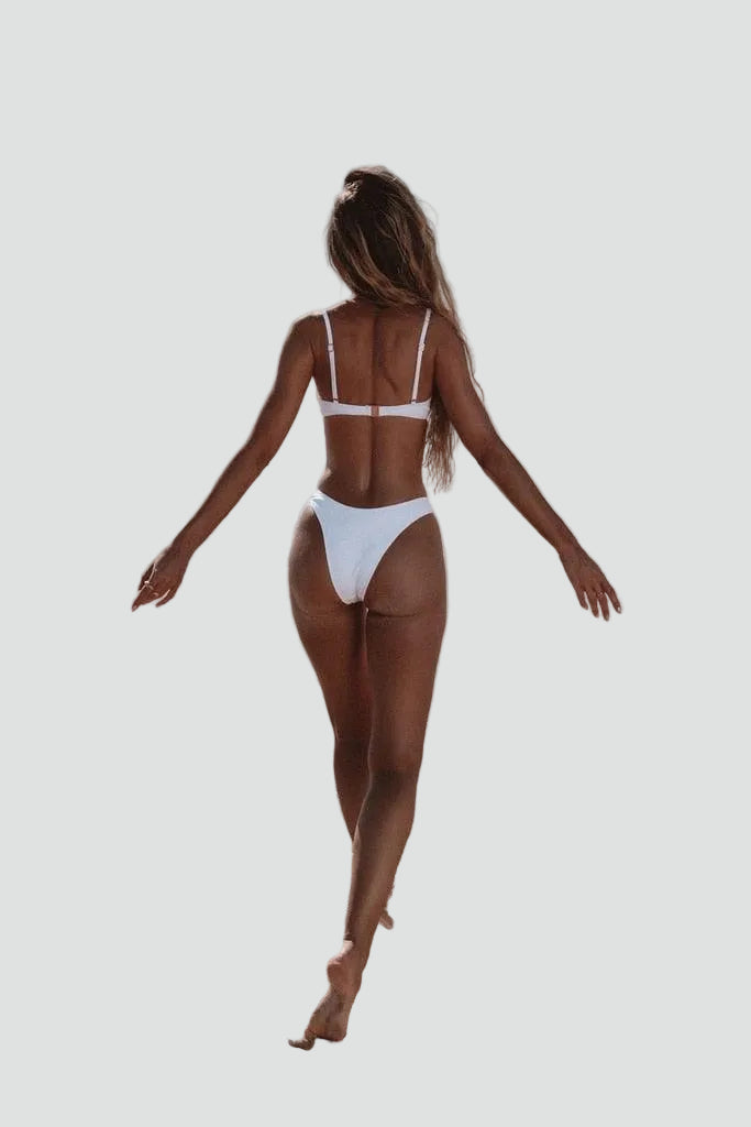 Ribbed bikini with V underwire and high-cut bottom