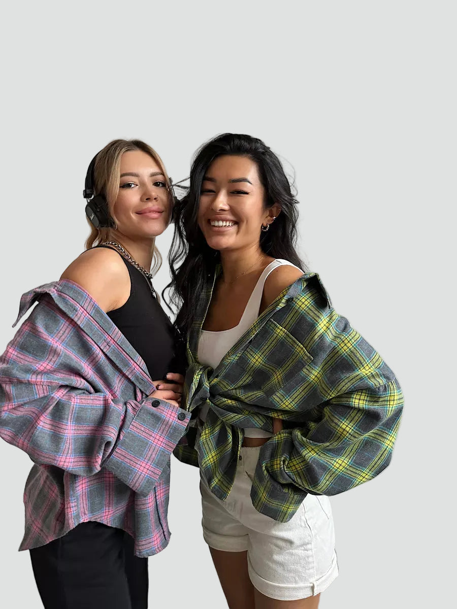 Women's oversized plaid flannel shirt for autumn