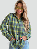 Women's oversized plaid flannel shirt for autumn