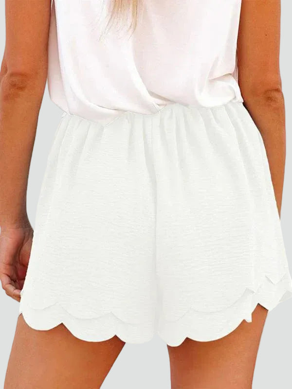 Summer elegant shorts with ruffle and waist tie