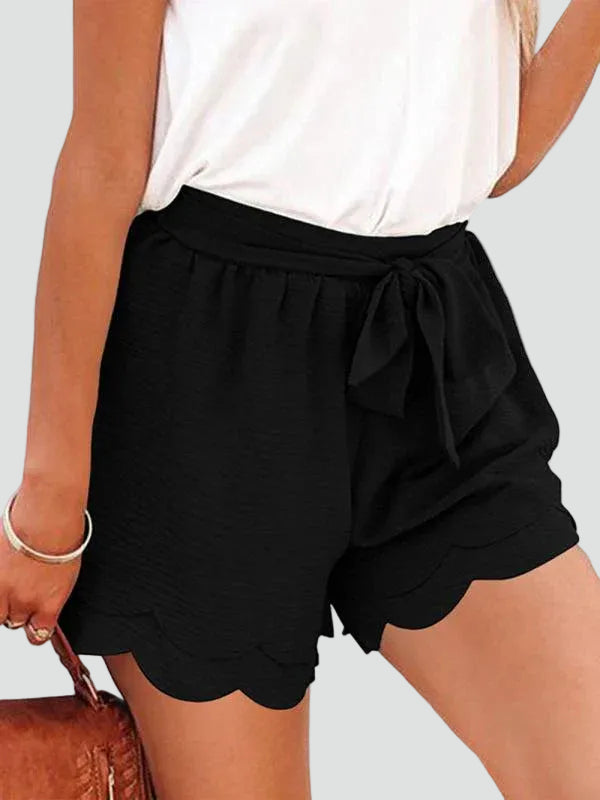 Summer elegant shorts with ruffle and waist tie