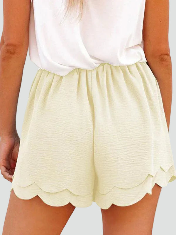 Summer elegant shorts with ruffle and waist tie