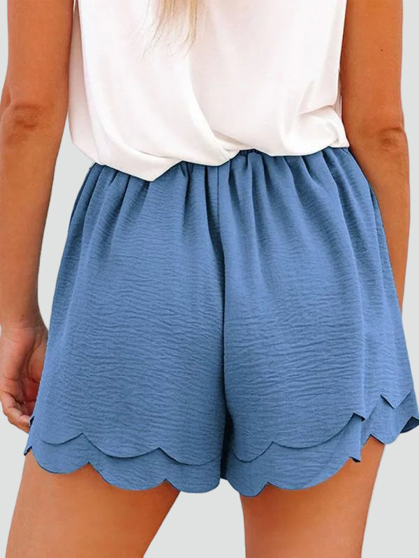 Summer elegant shorts with ruffle and waist tie