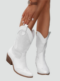 Lace-up women's cowboy boots with heels for spring