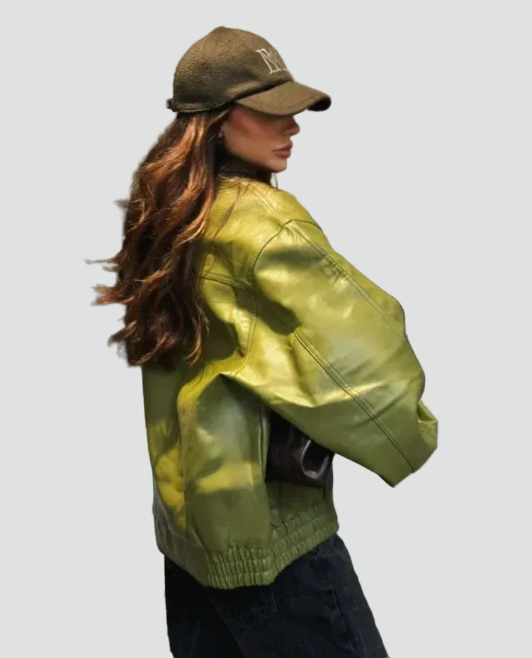 Women's oversized leather shirt jacket with collar for everyday wear