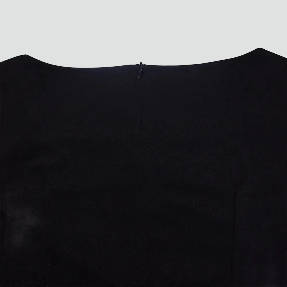 Uitlopende midi-jurk voor cocktails met driekwartmouw voor een bruiloft