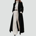 Manteau long classique en laine pour femme à double boutonnage
