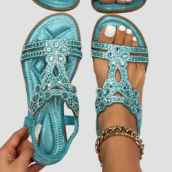 Boho sandals with crystals and elastic strap