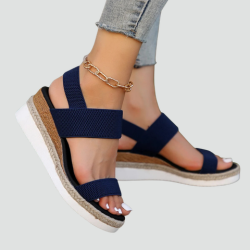 Wedge sandals with an elastodrill sole and wide straps
