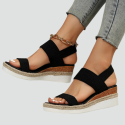 Wedge sandals with an elastodrill sole and wide straps