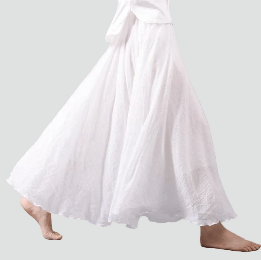 Lightweight linen maxi skirt in boho style for women