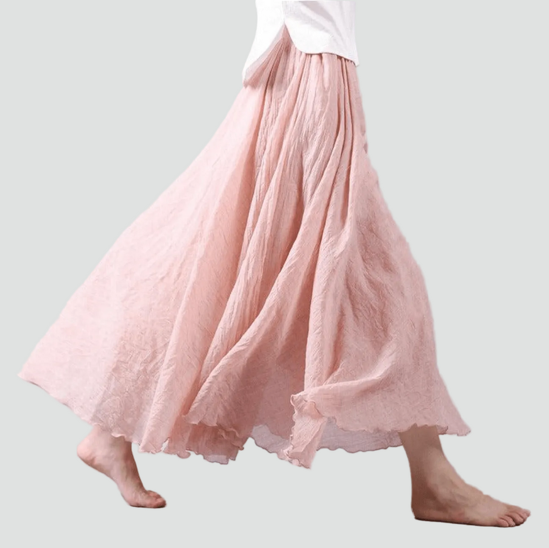 Lightweight linen maxi skirt in boho style for women