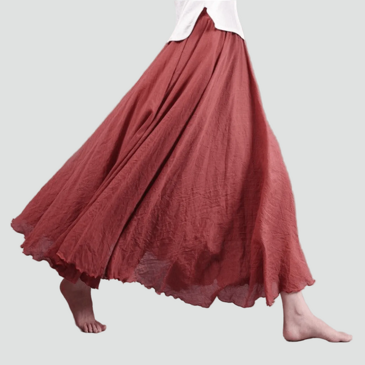 Lightweight linen maxi skirt in boho style for women