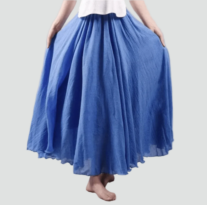 Lightweight linen maxi skirt in boho style for women