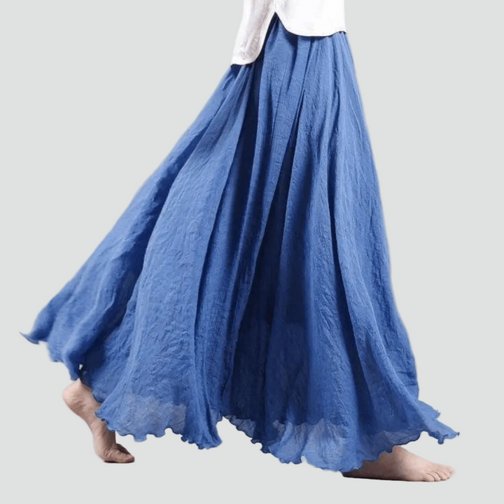 Lightweight linen maxi skirt in boho style for women
