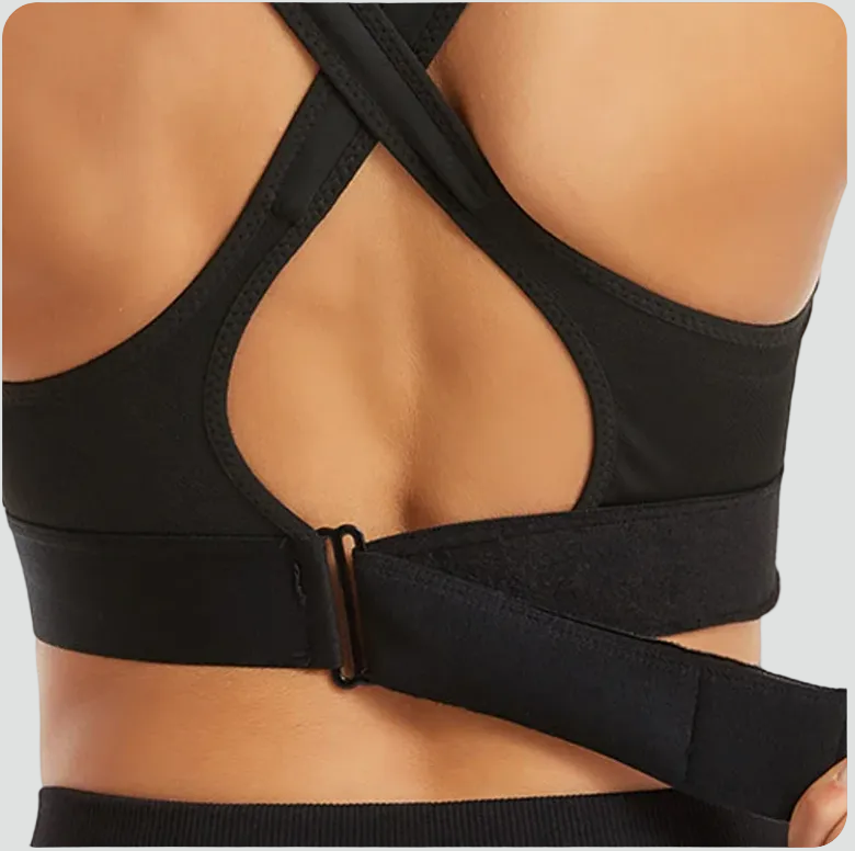 Women's Sports Bra with Front Zipper and Adjustable Back