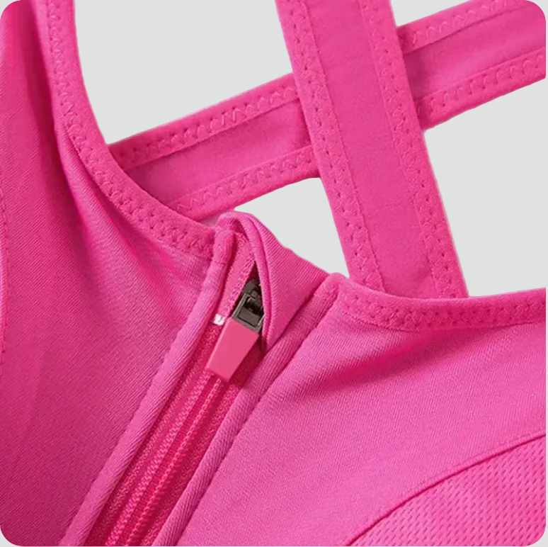 Women's Sports Bra with Front Zipper and Adjustable Back