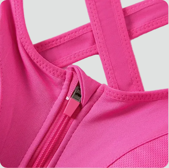 Women's Sports Bra with Front Zipper and Adjustable Back