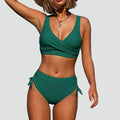 High-waisted bikini with a wrap top and tie closure