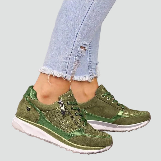 Women's orthopedic sneakers with zipper and cushioning