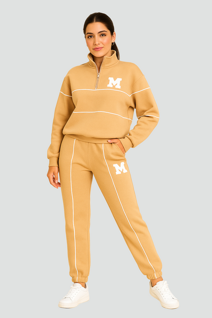 REVISION - Sportowy zestaw damski w paski z półgolfem i spodniami jogger