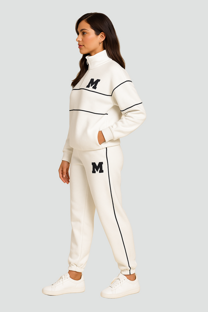 REVISION - Sportowy zestaw damski w paski z półgolfem i spodniami jogger