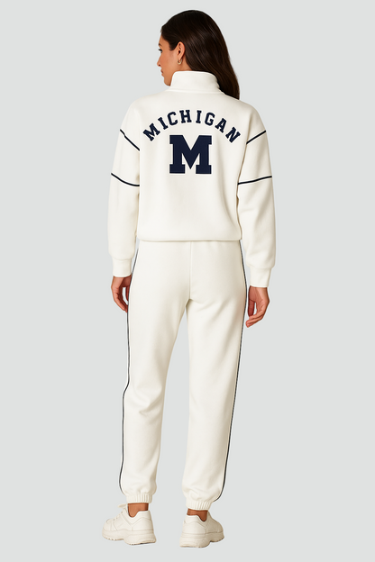 REVISION - Sportowy zestaw damski w paski z półgolfem i spodniami jogger