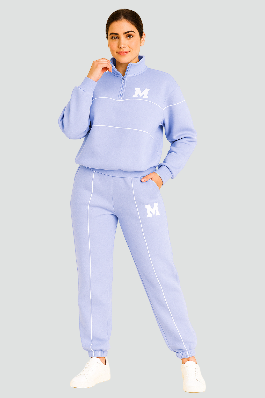 REVISION - Sportowy zestaw damski w paski z półgolfem i spodniami jogger